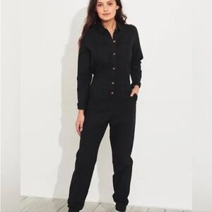 Hollister Black Button-Up Jumpsuit